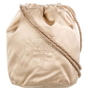 Prada milano raso embroidered bucket bag